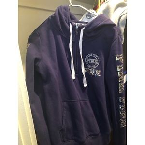 VS PINK Sequin Bling Half zip with Hood